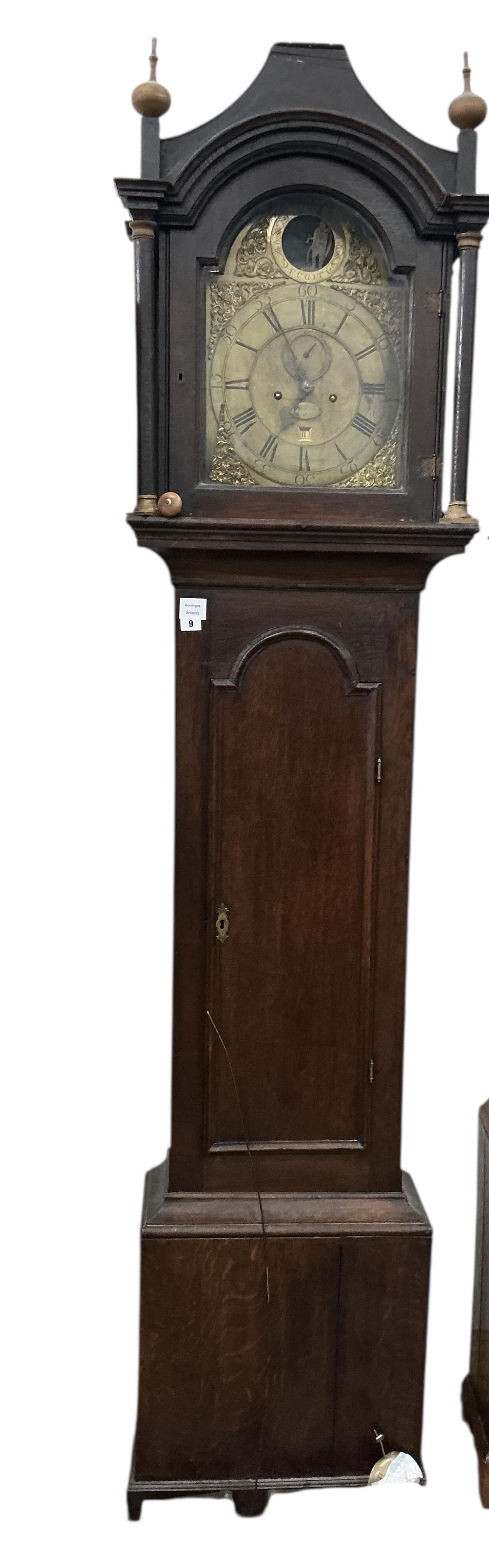 A George III oak eight day longcase clock signed William Vise, Wisbech, height 222cm